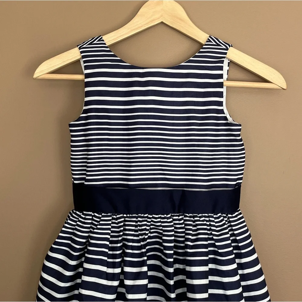 {Gymboree} Sleeveless Striped Fit & Flare Dress in Navy & White - Girls 6